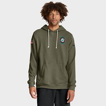 Men's Nike Olive Miami Dolphins 2025 Salute to Service Sideline Standard Issue Dri-FIT Hoodie