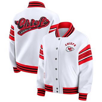 Women's WEAR by Erin Andrews White Kansas City Chiefs Plus Size Full-Snap Fleece Sweatshirt Jacket