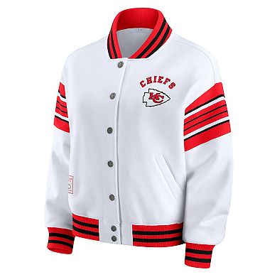 Women's WEAR by Erin Andrews White Kansas City Chiefs Plus Size Full-Snap Fleece Sweatshirt Jacket