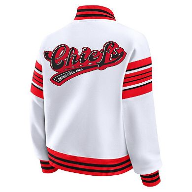 Women's WEAR by Erin Andrews White Kansas City Chiefs Plus Size Full-Snap Fleece Sweatshirt Jacket