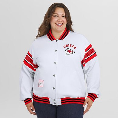 Women's WEAR by Erin Andrews White Kansas City Chiefs Plus Size Full-Snap Fleece Sweatshirt Jacket
