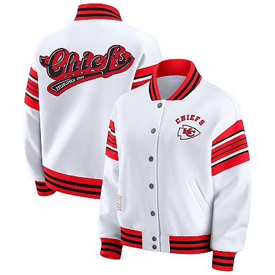 Women's WEAR by Erin Andrews White Kansas City Chiefs Plus Size Full-Snap Fleece Sweatshirt Jacket