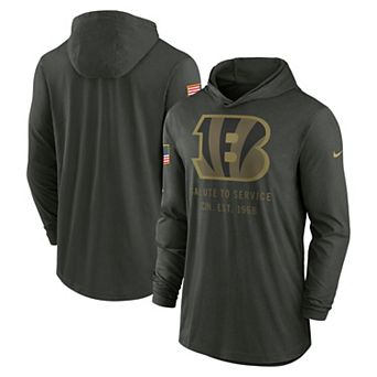 Men's Nike Forest Green Cincinnati Bengals 2025 Salute to Service Sideline Dri-FIT Lightweight Hooded Pullover