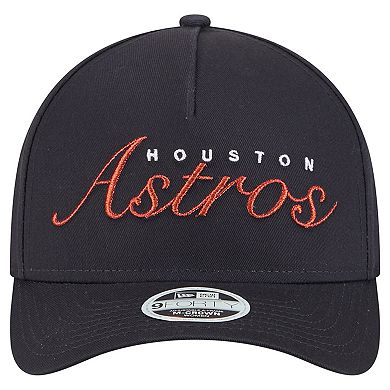 Women's New Era Navy Houston Astros Metallic A-Frame 9FORTY Adjustable Hat