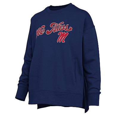 Women's Pressbox Navy Ole Miss Rebels Bonanza Chenille Harper Script Sweatshirt