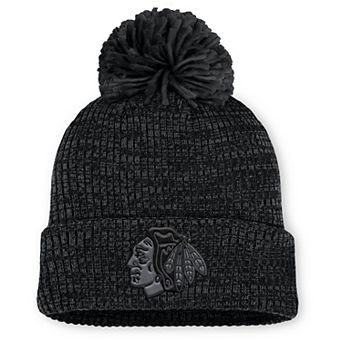 Women's Fanatics Black Chicago Blackhawks Authentic Pro Road Cuffed Knit Hat with Pom