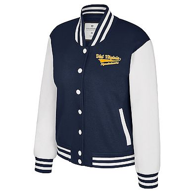 Women's Colosseum Navy West Virginia Mountaineers French Baguette Full Snap Fleece Jacket