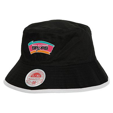 Men's Mitchell & Ness Gray/Black San Antonio Spurs Flip It Reversible Bucket Hat