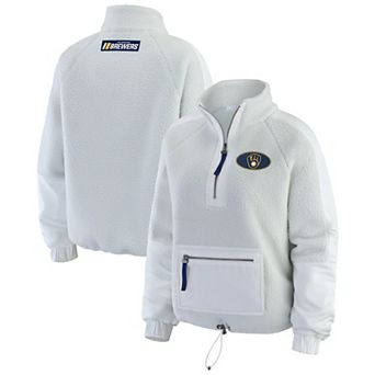 Women's WEAR by Erin Andrews Gray Milwaukee Brewers Polar Fleece Quarter-Zip Jacket