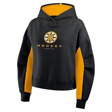 Women's Fanatics Black Boston Bruins Back Check Boxy Hoodie