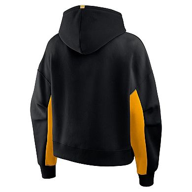 Women's Fanatics Black Boston Bruins Back Check Boxy Hoodie