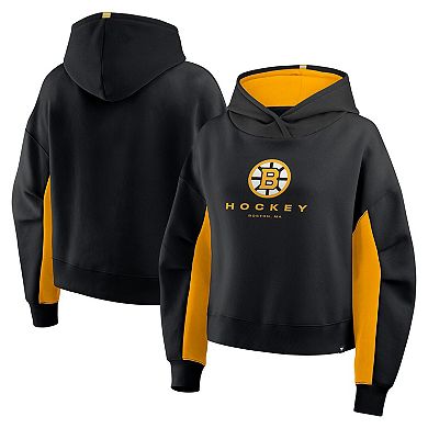 Women's Fanatics Black Boston Bruins Back Check Boxy Hoodie