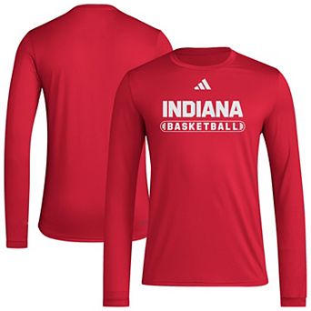 Men's adidas Crimson Indiana Hoosiers On-Court Pregame Long Sleeve T-Shirt
