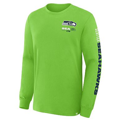 Men's Fanatics Neon Green Seattle Seahawks Big & Tall Clock Management Legacy Long Sleeve T-Shirt