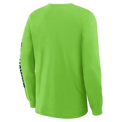 Men's Fanatics Neon Green Seattle Seahawks Big & Tall Clock Management Legacy Long Sleeve T-Shirt