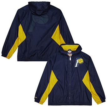 Men's Mitchell & Ness Navy Indiana Pacers Playmaker Full-Zip Hooded Windbreaker Jacket