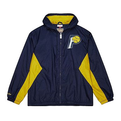 Men's Mitchell & Ness Navy Indiana Pacers Playmaker Full-Zip Hooded Windbreaker Jacket