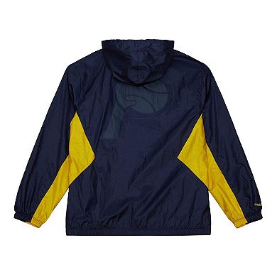 Men's Mitchell & Ness Navy Indiana Pacers Playmaker Full-Zip Hooded Windbreaker Jacket