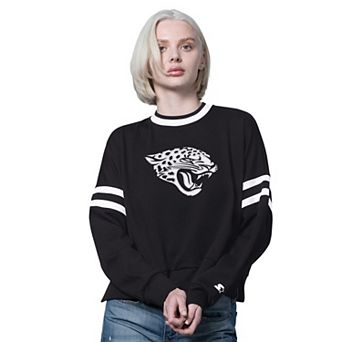 Women's Starter Black Jacksonville Jaguars Rally Drop Shoulder Cropped Sweatshirt