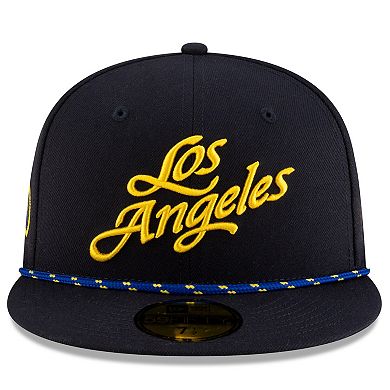 Men's New Era Midnight Blue Los Angeles Rams 2025 Rivalries Collection Sideline Rope 59FIFTY Fitted Hat