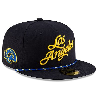 Men's New Era Midnight Blue Los Angeles Rams 2025 Rivalries Collection Sideline Rope 59FIFTY Fitted Hat