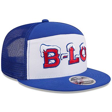 Men's New Era White/Royal Buffalo Bills 2025 Rivalries Collection Team Split Panel 9FIFTY Snapback Hat