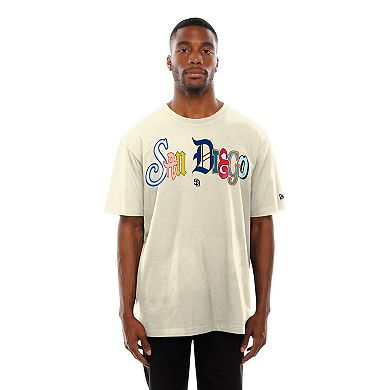 Men's New Era Cream San Diego Padres Ransom Note Oversized T-Shirt