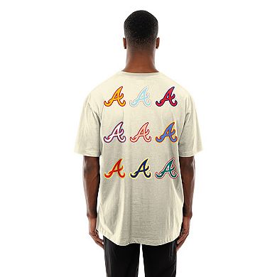 Men's New Era Cream Atlanta Braves Ransom Note Oversized T-Shirt