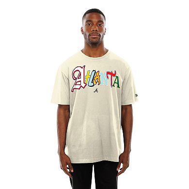 Men's New Era Cream Atlanta Braves Ransom Note Oversized T-Shirt