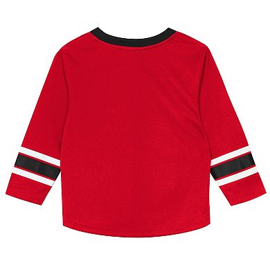 Preschool Outerstuff Red/Black Chicago Blackhawks Denting the Net Long Sleeve T-Shirt and Pants Set