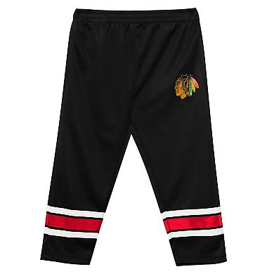 Preschool Outerstuff Red/Black Chicago Blackhawks Denting the Net Long Sleeve T-Shirt and Pants Set