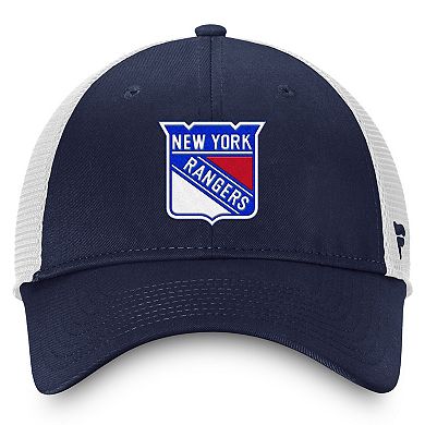 Men's Fanatics Blue/White New York Rangers Core Primary Logo Trucker Adjustable Hat