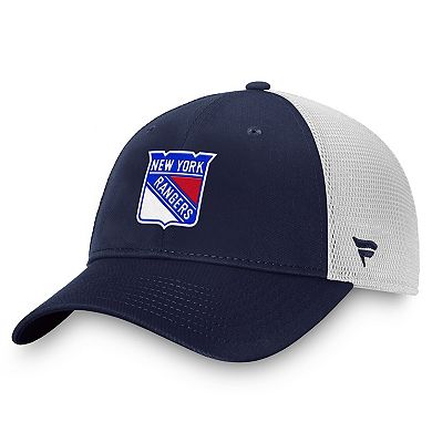 Men's Fanatics Blue/White New York Rangers Core Primary Logo Trucker Adjustable Hat