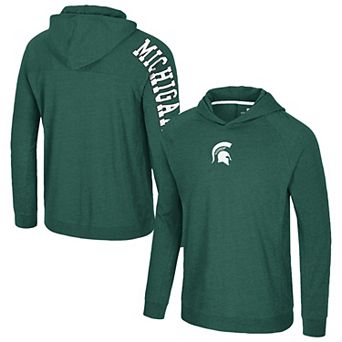 Men's Colosseum Green Michigan State Spartans Back in Business Long Sleeve Raglan Hooded T-Shirt