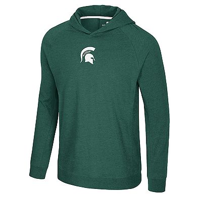Men's Colosseum Green Michigan State Spartans Back in Business Long Sleeve Raglan Hooded T-Shirt