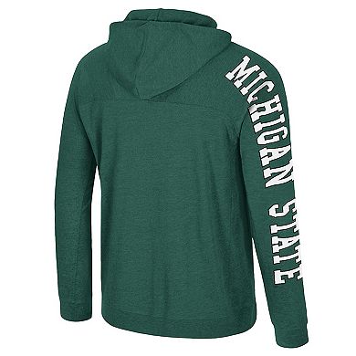 Men's Colosseum Green Michigan State Spartans Back in Business Long Sleeve Raglan Hooded T-Shirt