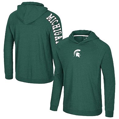 Men's Colosseum Green Michigan State Spartans Back in Business Long Sleeve Raglan Hooded T-Shirt