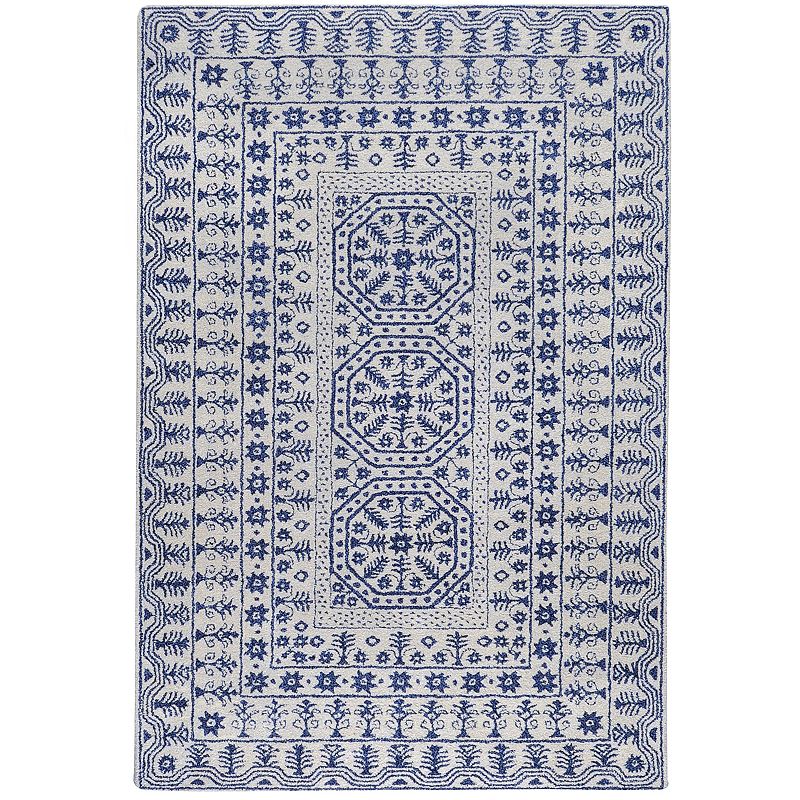 Decor 140 Smithsonian Tile Wool Rug, White, 5X8 Ft