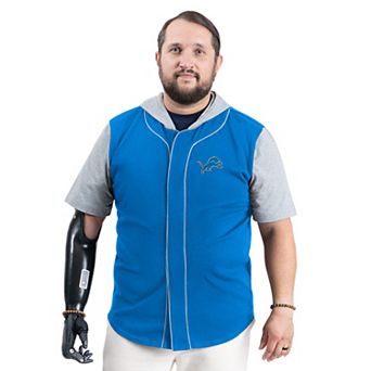 Men's G-III Sports by Carl Banks Blue Detroit Lions Adaptive Home Team Magnetic Button-Up Hooded Top