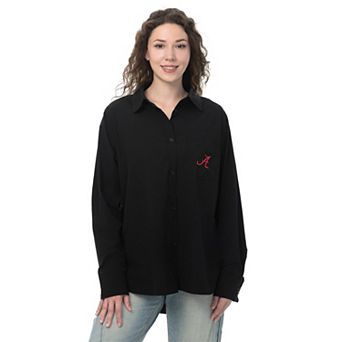 Women's ZooZatz Black Alabama Crimson Tide Stretch Woven Button-Up Shirt