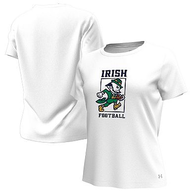 Women's Under Armour White Notre Dame Fighting Irish Leprechaun Tech Stretch T-Shirt