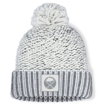 Women's Fanatics White/Gray Buffalo Sabres Fundamental Mist Cuffed Knit Hat with Pom