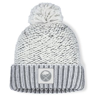 Women's Fanatics White/Gray Buffalo Sabres Fundamental Mist Cuffed Knit Hat with Pom