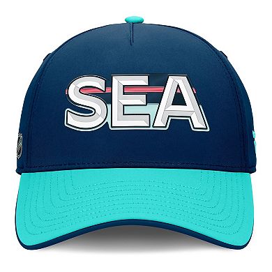Men's Fanatics Deep Sea Blue/Light Blue Seattle Kraken Authentic Pro Rink Team Code Flex Hat