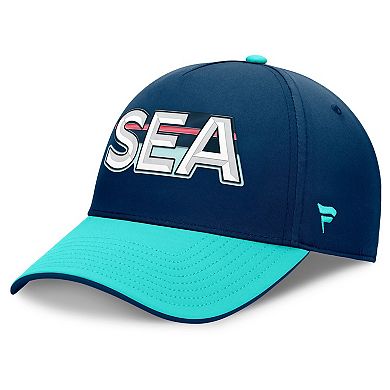 Men's Fanatics Deep Sea Blue/Light Blue Seattle Kraken Authentic Pro Rink Team Code Flex Hat
