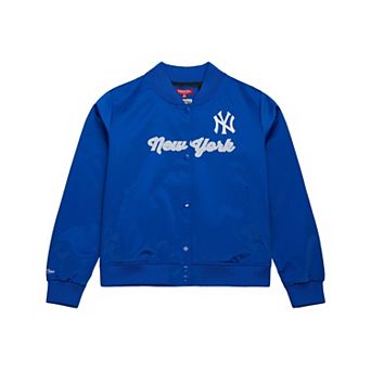 Women's Mitchell & Ness Blue New York Yankees Full-Snap Satin Jacket