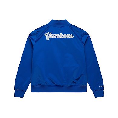 Women's Mitchell & Ness Blue New York Yankees Full-Snap Satin Jacket