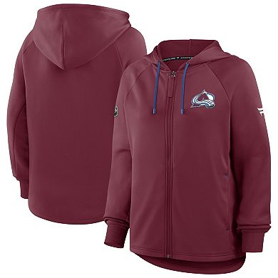 Women's Fanatics Burgundy Colorado Avalanche Authentic Pro Rink Raglan Full-Zip Hoodie