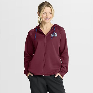 Women's Fanatics Burgundy Colorado Avalanche Authentic Pro Rink Raglan Full-Zip Hoodie