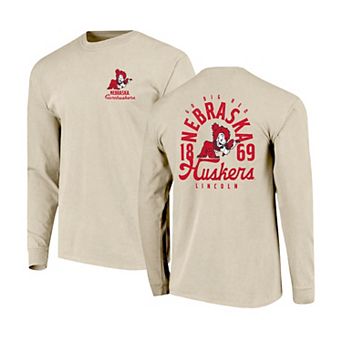 Men's Natural Nebraska Huskers Comfort Colors Mascot Overlay Long Sleeve T-Shirt